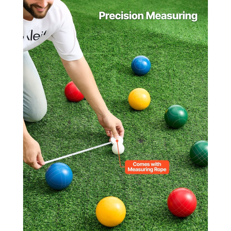 Bocce-pallot 100 mm polyesterihartsiset 8 kpl ja pallino kantolaukulla ulkokäyttöön