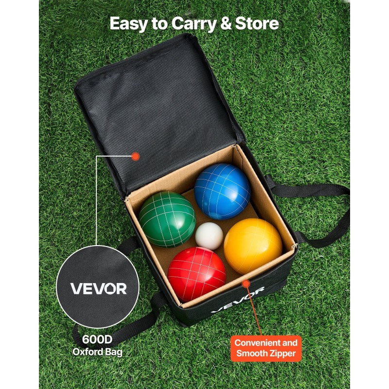 Bocce-pallot 100 mm polyesterihartsiset 8 kpl ja pallino kantolaukulla ulkokäyttöön