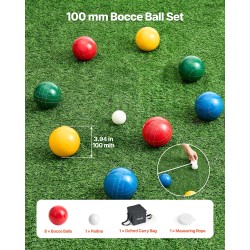 Bocce-pallot 100 mm polyesterihartsiset 8 kpl ja pallino kantolaukulla ulkokäyttöön