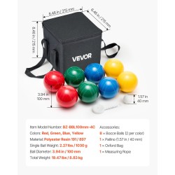 Bocce-pallot 100 mm polyesterihartsiset 8 kpl ja pallino kantolaukulla ulkokäyttöön