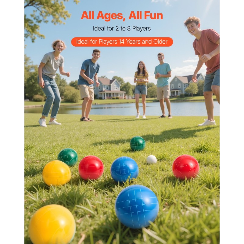 Bocce-pallosetti polyesterihartsi 107 mm 8 palloa ulkopeleihin