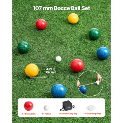 Bocce-pallosetti polyesterihartsi 107 mm 8 palloa ulkopeleihin