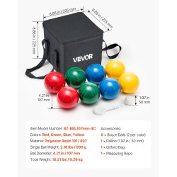 Bocce-pallosetti polyesterihartsi 107 mm 8 palloa ulkopeleihin