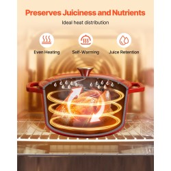 Emaloitu valurautapata 5,68 litraa uuni- ja induktioliedelle kannella ja kahvoilla