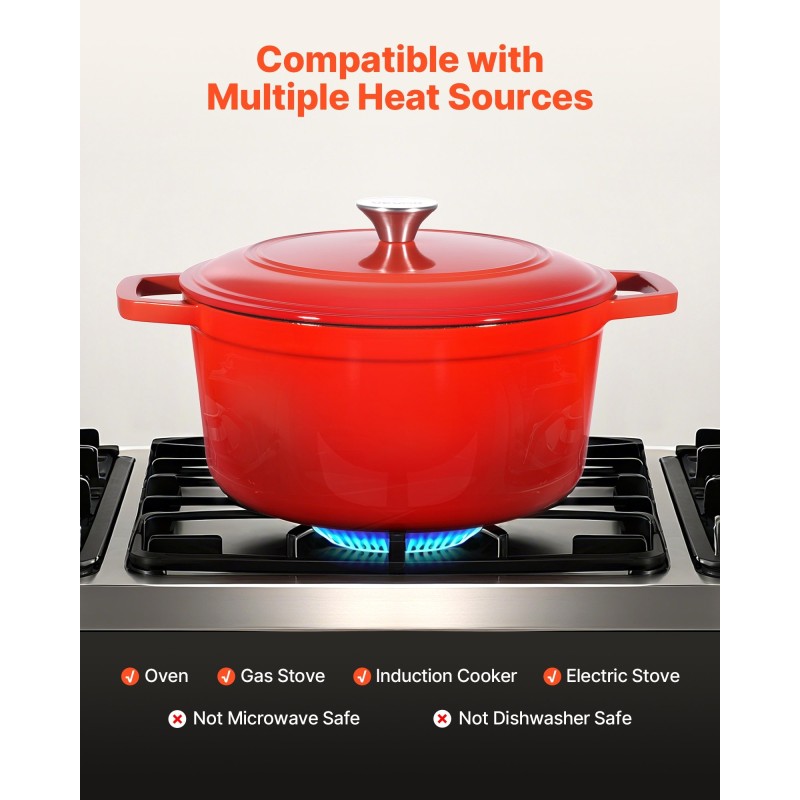 Emaloitu valurautapata 5,68 litraa uuni- ja induktioliedelle kannella ja kahvoilla