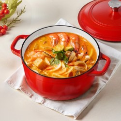 Emaloitu valurautapata 5,68 litraa uuni- ja induktioliedelle kannella ja kahvoilla