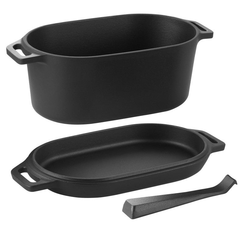 Valurautainen emaloitu kannellinen pata 3,31 l leivontaan ja hauduttamiseen uunille ja induktioliedelle