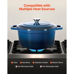 Valurautainen emaloitu pata 5,7 l uuninkestävä kansi mukana induktiolle sopiva