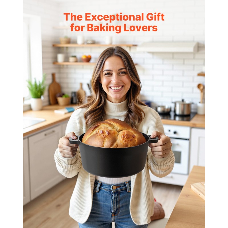 Valurautainen leipäpata 4,73 litraa kaksiosainen kannella esikäsitelty