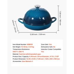 Valurautapata emaloitu 4,73 l leivontaan uuniin induktioliedelle