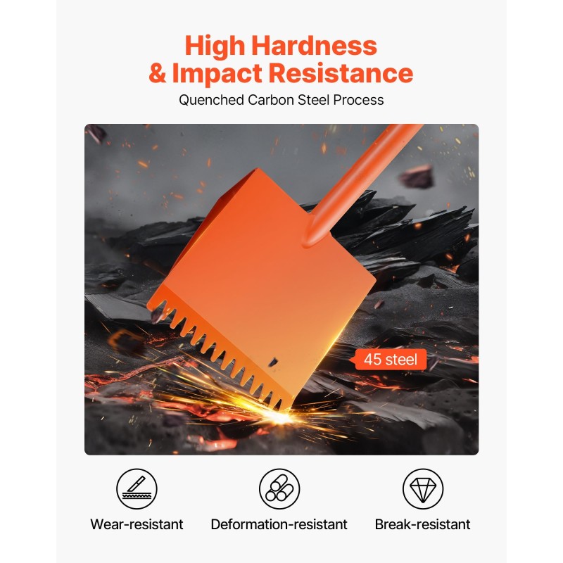 Kattotiilikola teräs 8 tuuman terä 1170 mm varsi D-muotoinen PP-kahva 4 kpl