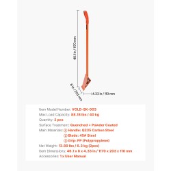 Kattotiilien poistotyökalu lämpökäsitelty teräs 1170 mm terä PP kahva 2 kpl
