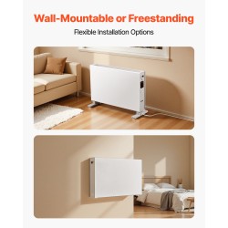 Konvektiopaneelilämmitin 1800–2000 wattia 20–25 neliömetrin tiloihin seinäasennus tai jalustalla kosketusohjaus kaukosäädin