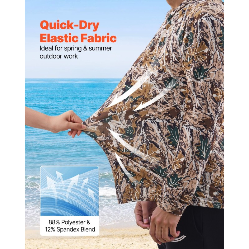 Huppari maastokuvioitu nopeasti kuivuva polyesteri-spandex XL ulkoiluun