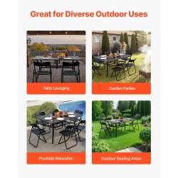 Hiiliteräksinen ulkoruokapöytä 150 cm 4–6 hengelle 38 mm varjoaukko