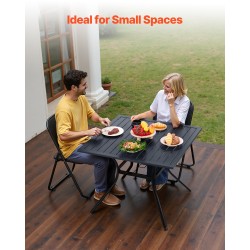 Terassipöytä neliönmuotoinen 94 cm hiiliteräs jauhemaalattu musta varjoaukko 38 mm