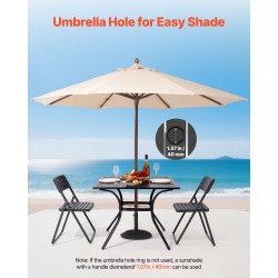 Terassipöytä neliönmuotoinen 94 cm hiiliteräs jauhemaalattu musta varjoaukko 38 mm