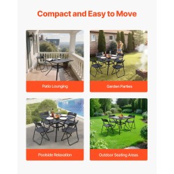 Terassipöytä neliönmuotoinen 94 cm hiiliteräs jauhemaalattu musta varjoaukko 38 mm