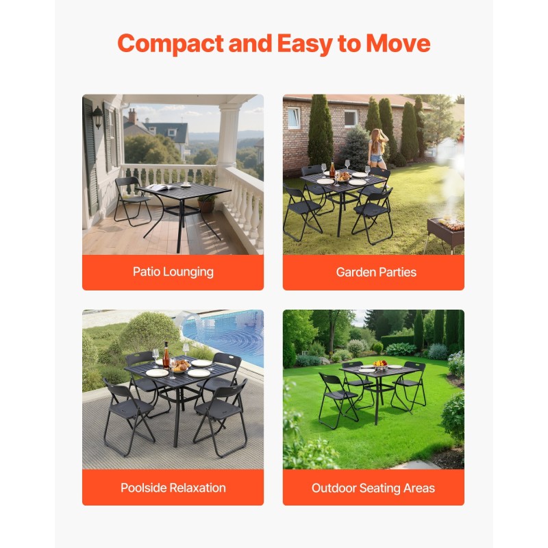 Terassipöytä neliönmuotoinen 94 cm hiiliteräs jauhemaalattu musta varjoaukko 38 mm