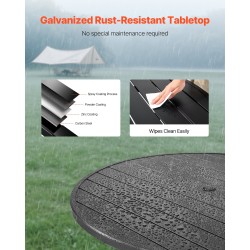 Pyöreä ulkoruokapöytä 120 cm hiiliteräs musta varjoaukko 38 mm