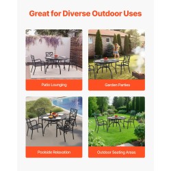 Pyöreä ulkoruokapöytä 120 cm hiiliteräs musta varjoaukko 38 mm