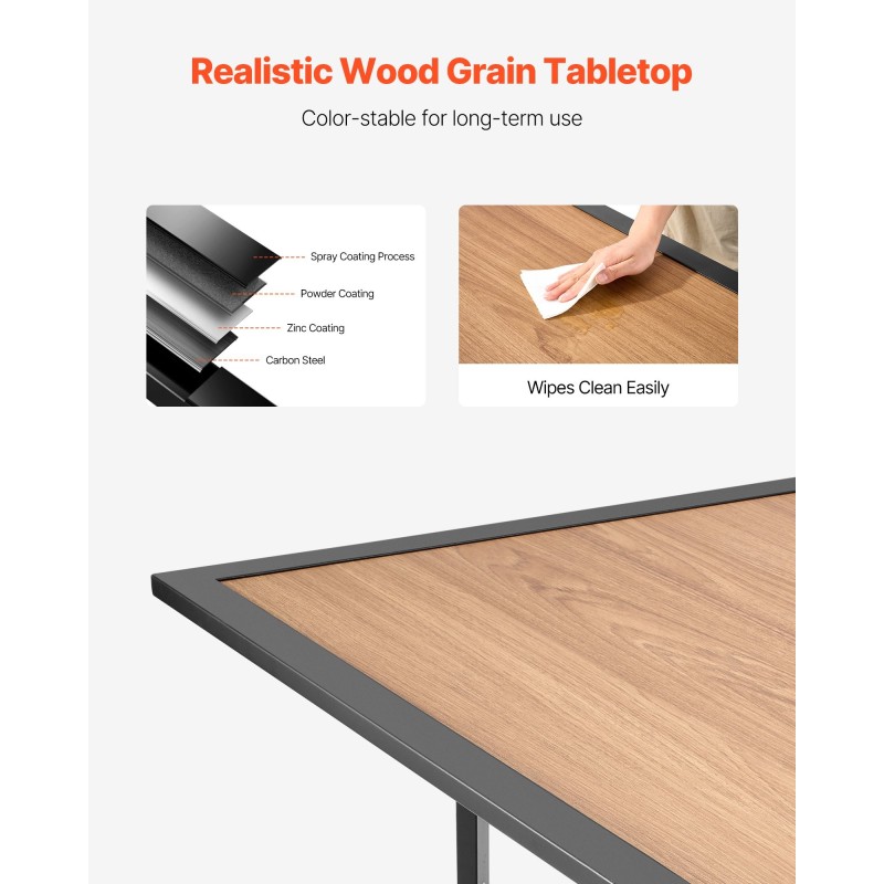 Suorakaiteen ulkoruokapöytä 150 cm jauhemaalattu hiiliteräsrunko DPC-levykansi 4–6 hengelle