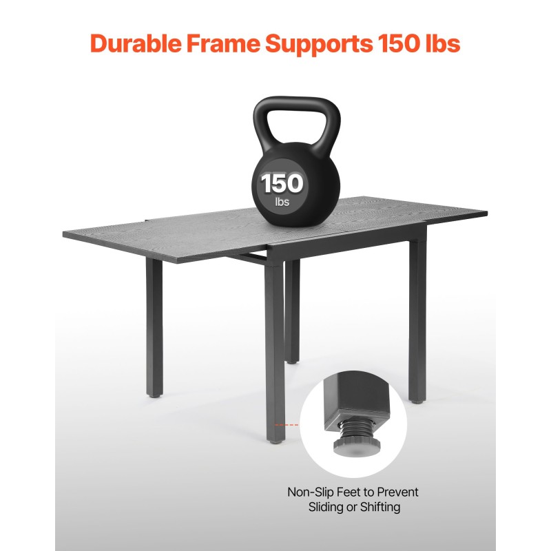 Jatkettava ulkoruokapöytä 800–1600 mm hiiliteräs ja alumiini tummanharmaa