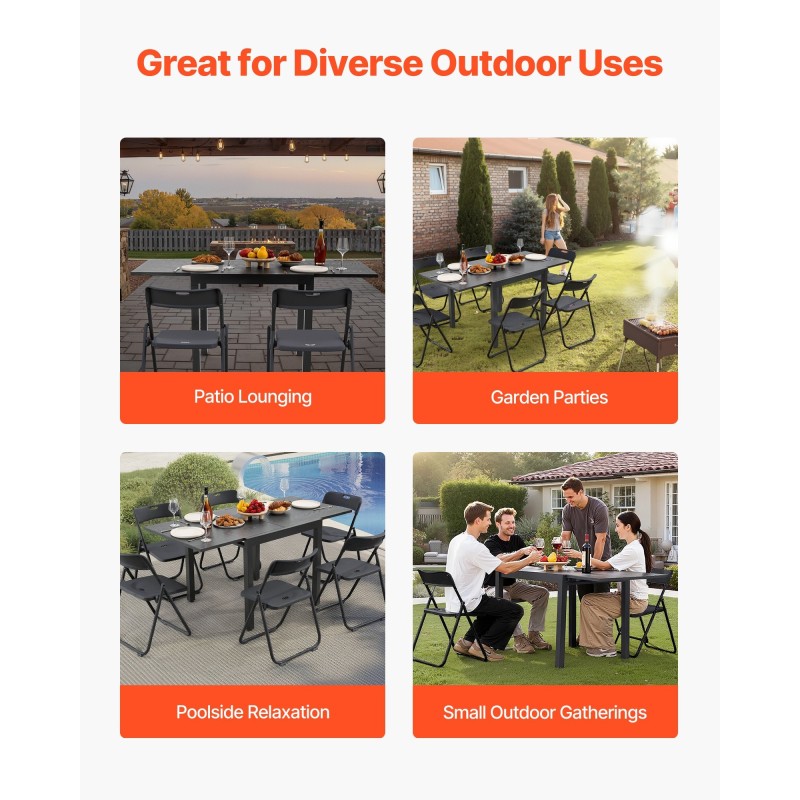 Jatkettava ulkoruokapöytä 800–1600 mm hiiliteräs ja alumiini tummanharmaa