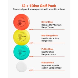 Frisbeegolfsetti 13 kiekkoa TPE-muovista putterilla ja driverilla repulla