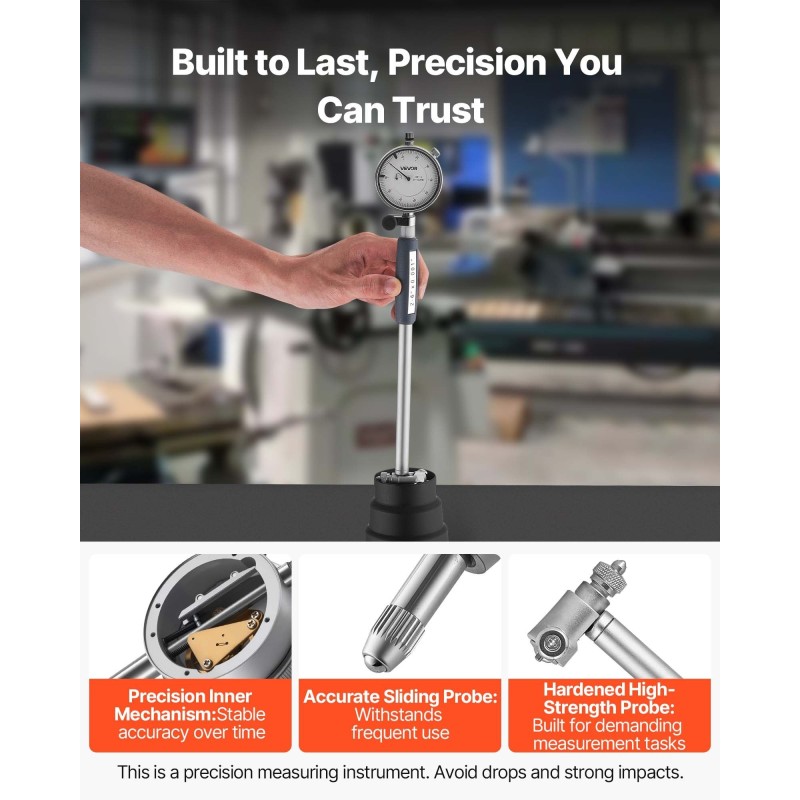 Mittasarja kellomittarilla ja sylinterimittarilla alumiinirunko 50,8–152,4 mm 0,03 mm tarkkuus