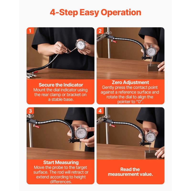 Mittakello sisähalkaisijan mittaukseen 0–25,4 mm 0,03 mm tarkkuus alumiinirunko 360 asteen varsi