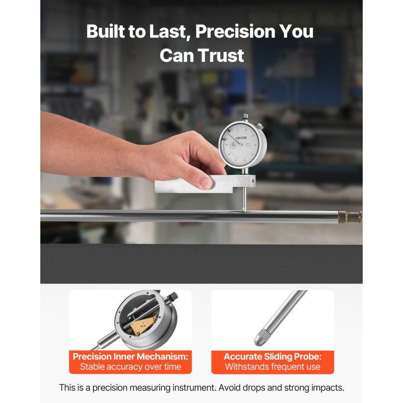 Mittakello metallijalustalla 0–25,4 mm 0,03 mm tarkkuus alumiinirunko ruostumaton mittatappi
