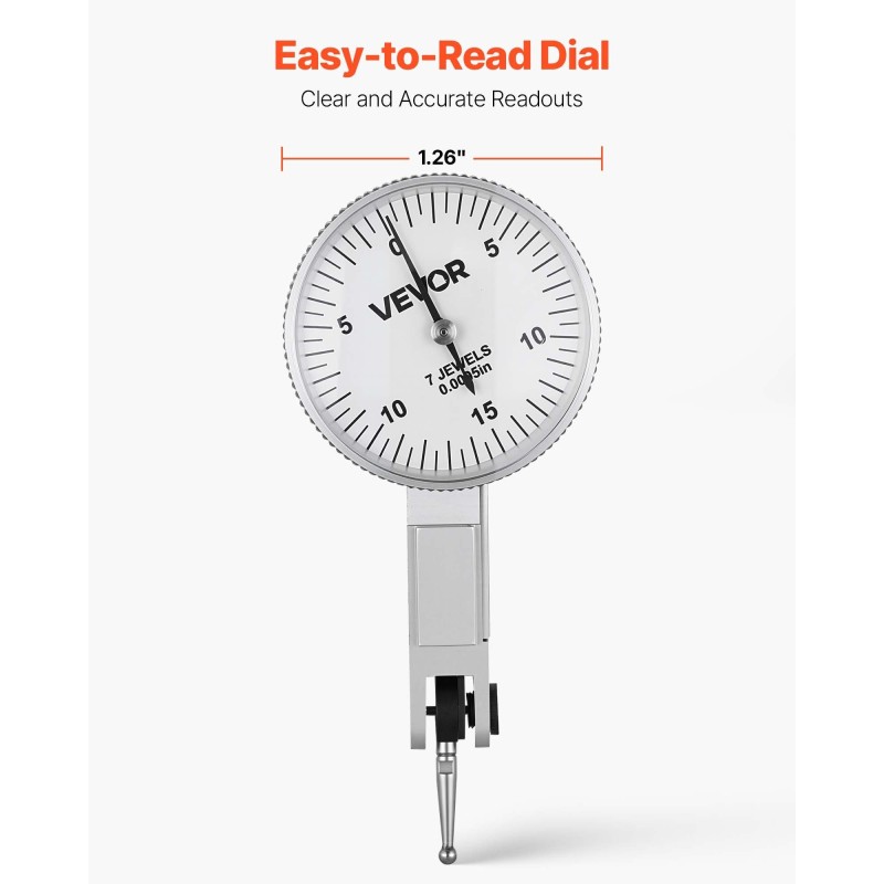 Kellomittari magneettijalustalla 0–0,76 mm 0,01 mm tarkkuus alumiinirunko ruostumaton mittatanko muovikotelo