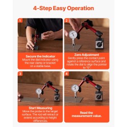 Kellomittari magneettijalustalla 0–0,76 mm 0,01 mm tarkkuus alumiinirunko ruostumaton mittatanko muovikotelo