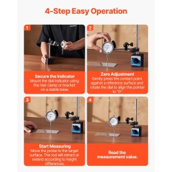 Mekaaninen mittakello alumiiniseosrunko 0–25,4 mm tarkkuus 0,03 mm kaksoistankoinen magneettijalusta