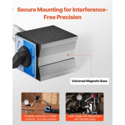 Mittakello magneettijalustalla alumiinirunko ruostumaton mittatappi 0-25,4 mm 0,03 mm