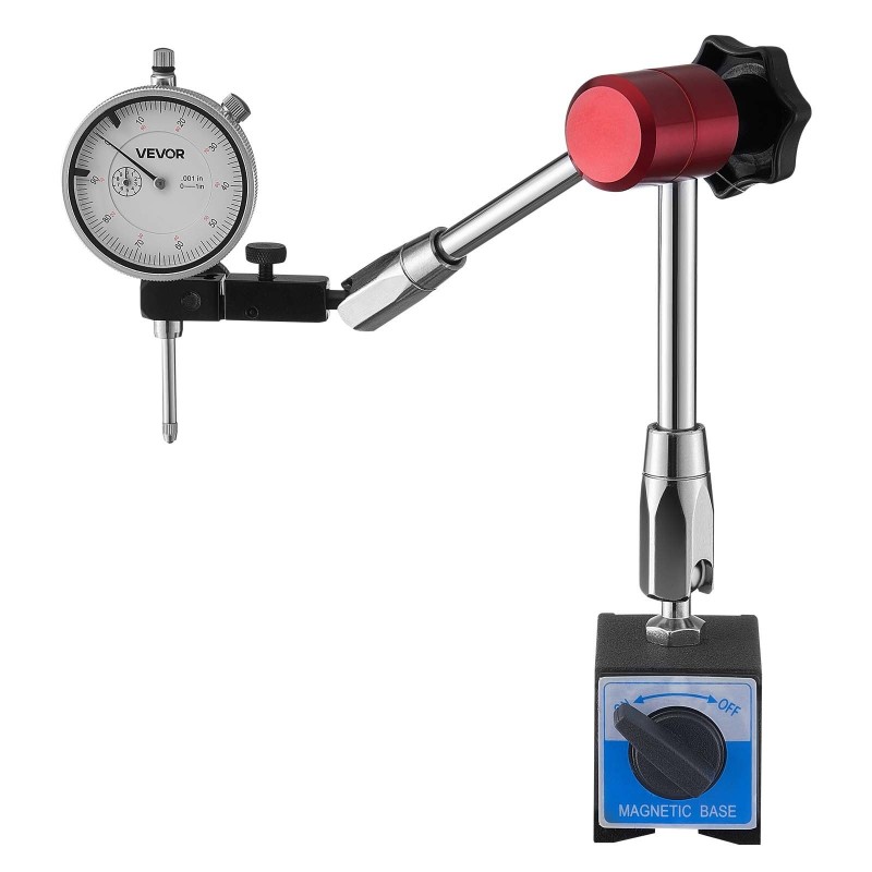 Mittakello magneettijalustalla alumiinirunko ruostumaton mittatappi 0-25,4 mm 0,03 mm