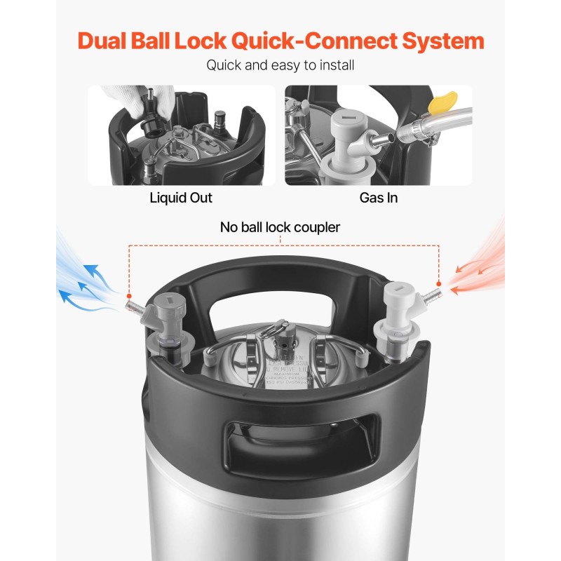 Kegit ruostumattomasta teräksestä 19 l 2 kpl pikaliittimillä kotioluelle