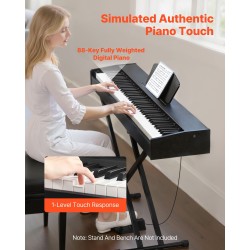 Digitaalipiano 88 täysin painotettua kosketinta kaksinkertainen koskettimisto 238 ääntä langaton MIDI-tuki