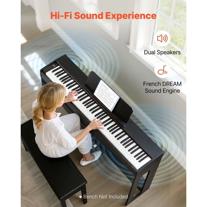 Digitaalinen piano 88 koskettimella täysin painotettu langaton MIDI-tuki