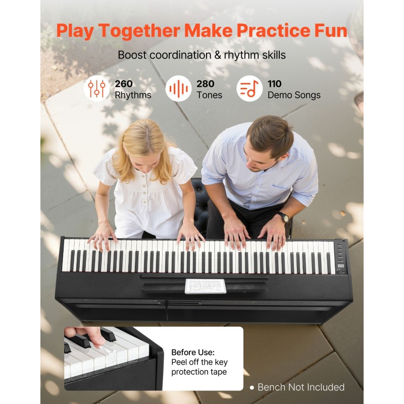 Digitaalinen piano 88 koskettimella täysin painotettu langaton MIDI-tuki