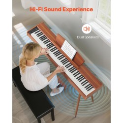 Digitaalipiano täysin painotettu 88-koskettiminen 280 ääntä langaton MIDI-tuki kaksoiskaiuttimet kolmoispoljin