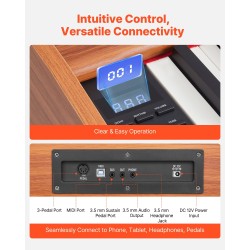 Digitaalipiano täysin painotettu 88-koskettiminen 280 ääntä langaton MIDI-tuki kaksoiskaiuttimet kolmoispoljin