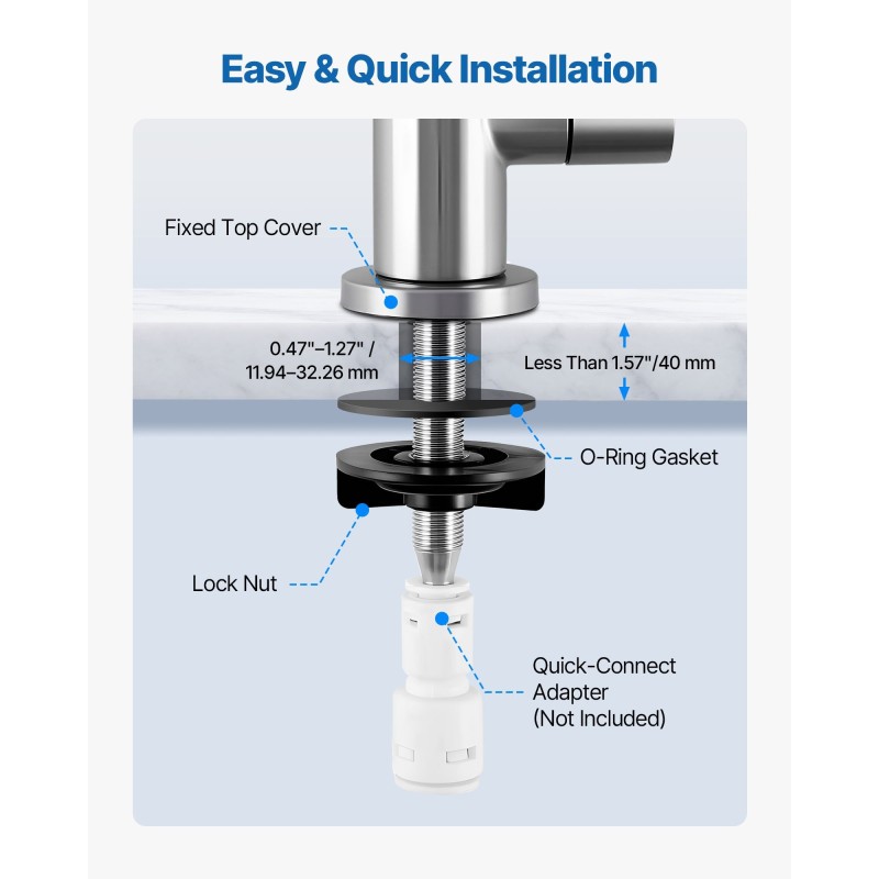 Juomavesihana lyijytön 304-ruostumaton teräs harjattu nikkeli 360 asteen kääntyvä