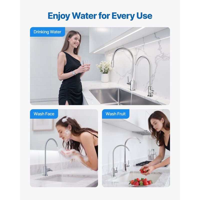 Juomavesihana lyijytön 304-ruostumaton teräs harjattu nikkeli 360 asteen kääntyvä