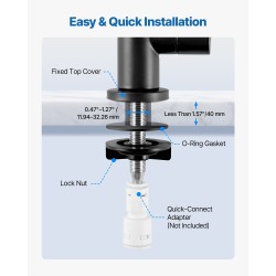 Juomavesihana ruostumatonta terästä lyijytön mattamusta kääntyvällä juoksuputkella käänteisosmoosille yhteensopiva