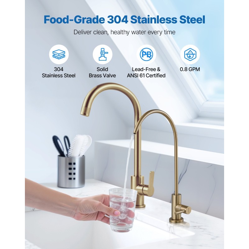 Juomavesihana 304 ruostumatonta terästä lyijytön messinkiventtiili harjattu kulta