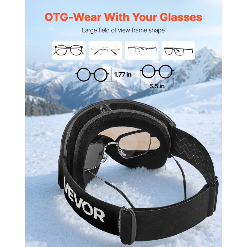 Kehyksettömät laskettelulasit TPU-rungolla sfäärisellä kaksoislinssillä kolmikerroksisella pehmusteella kypäräyhteensopivat