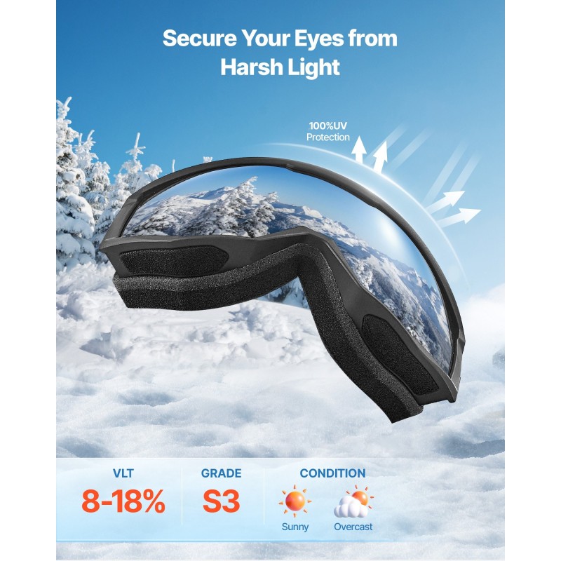 Laskettelulasit sylinterilinssillä oranssi Revo-linssi OTG-rakenne TPU-kehys kolmikerroksinen pehmuste huurtumaton