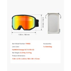 Laskettelulasit sylinterilinssillä oranssi Revo-linssi OTG-rakenne TPU-kehys kolmikerroksinen pehmuste huurtumaton